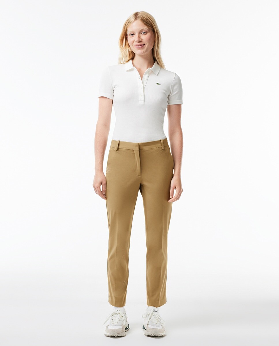 

Женские брюки чинос из эластичного хлопка Lacoste, бежевый