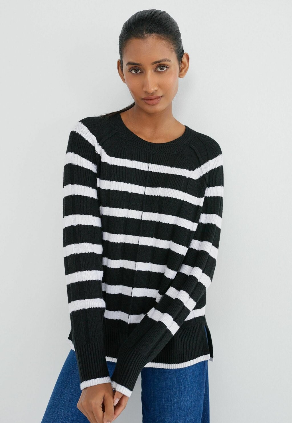 Свитер Crew Neck Next, цвет black and white stripe