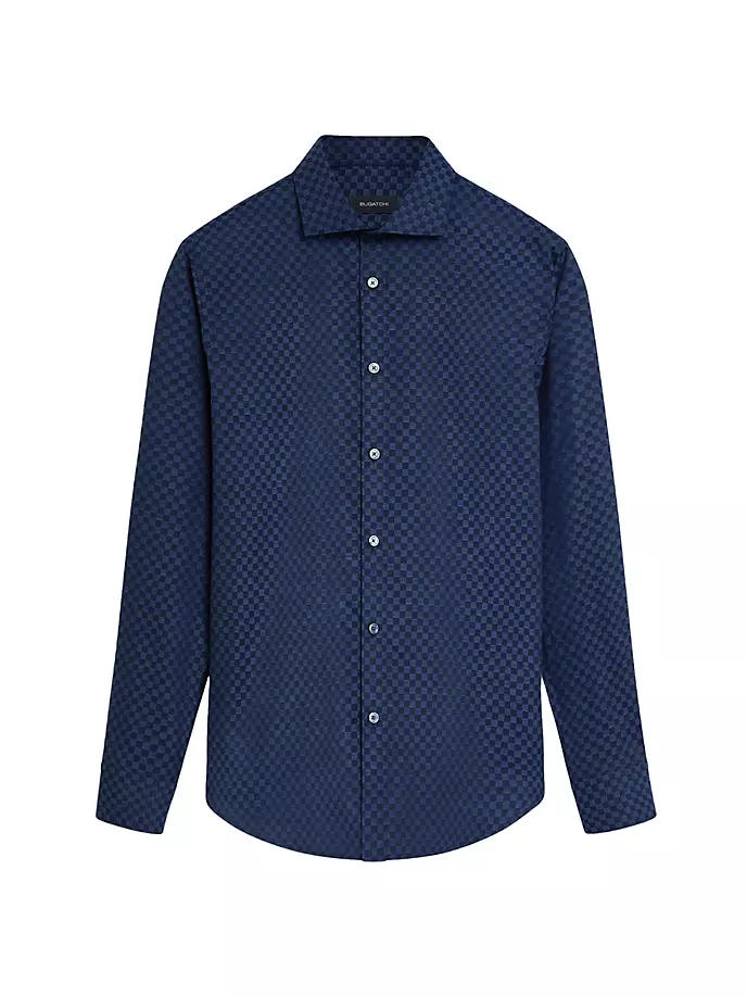 Рубашка на пуговицах в клетку Bugatchi, темно-синий цена и фото