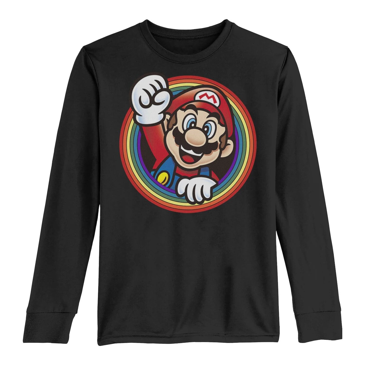

Футболка с длинными рукавами и графическим рисунком Super Mario Pride Mario Rainbow Portrait для мальчиков 8–20 лет Licensed Character