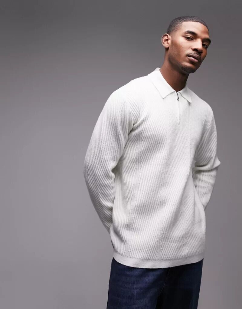 

Элегантный белый кардиган на молнии с узором Topman Topman