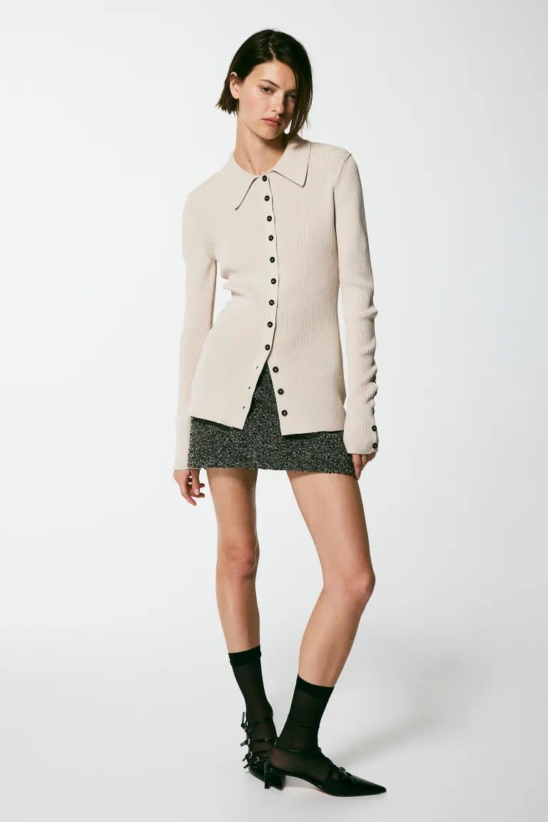 

Кардиган эластичной вязки H&M, бежевый