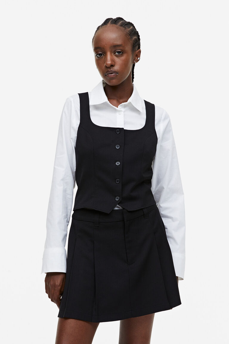 Плиссированная юбка а-силуэта H&M, черный