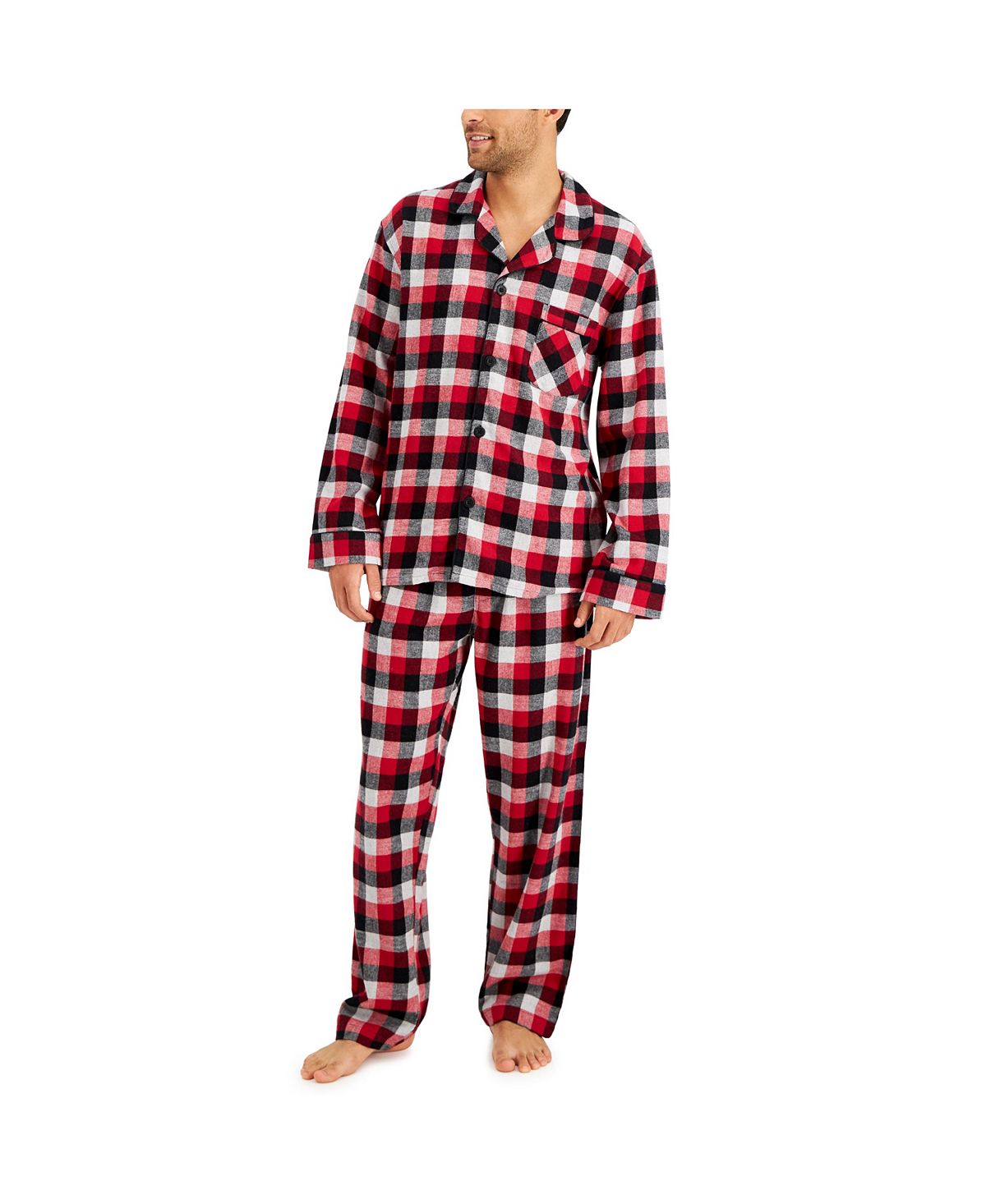 цена Мужской фланелевой пижамный комплект в клетку Hanes