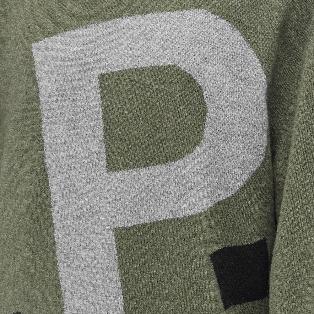 A.P.C. Круглый трикотаж с логотипом по всей поверхности, зеленый
