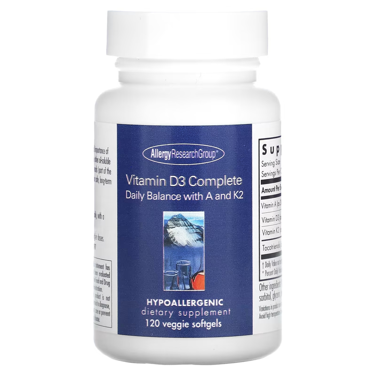 Витамин D3 Allergy Research Group Complete, 120 мягких таблеток allergy research group vitamin d3 complete 120 fish gelatin capsules