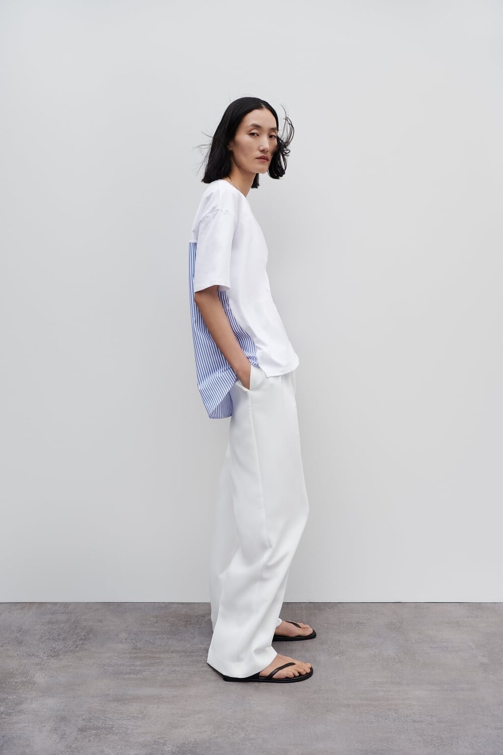 

Футболка из поплина ZARA, синий