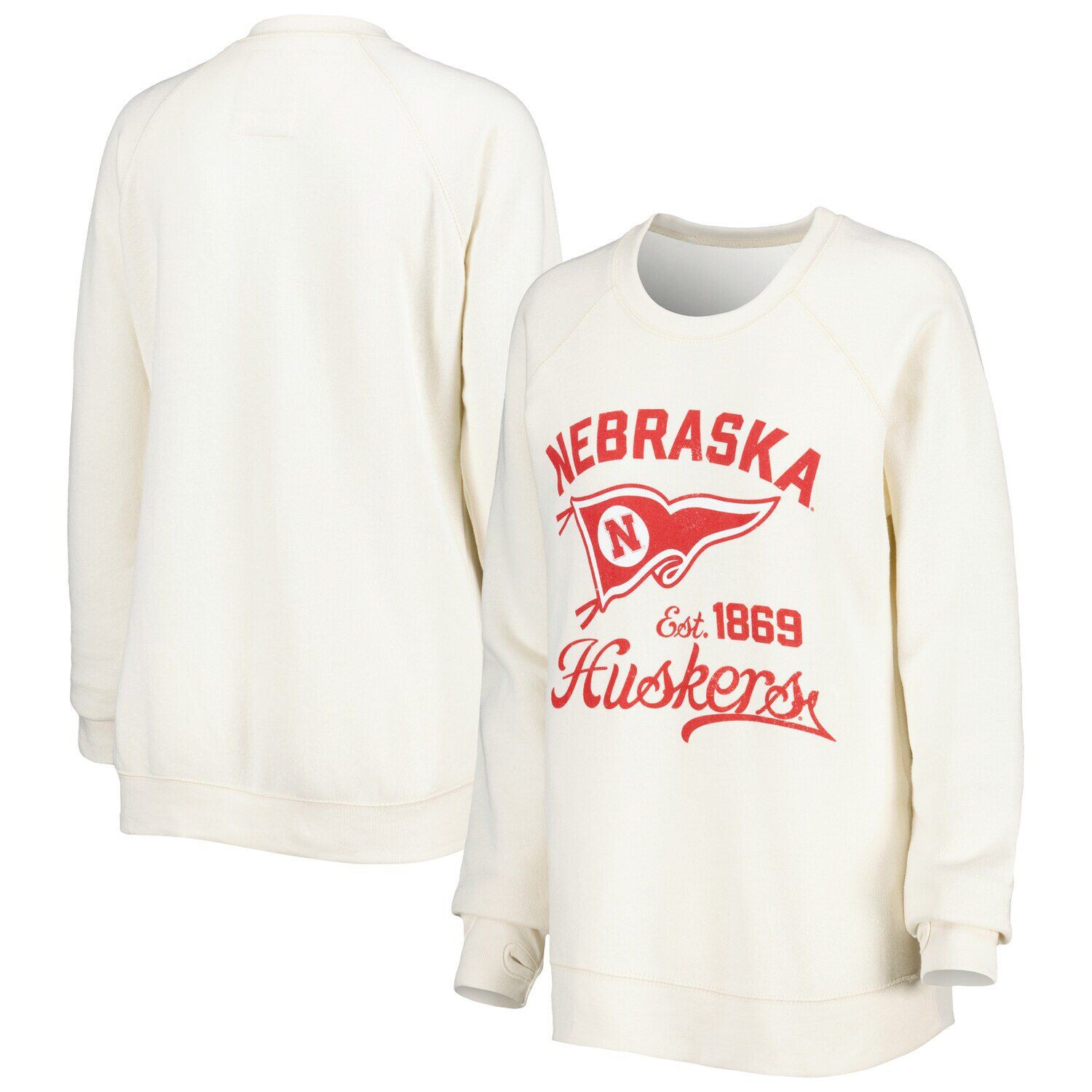 

Женский свитшот Pressbox кремового цвета Nebraska Huskers Old Standard Pennant Knobi пуловер с регланом