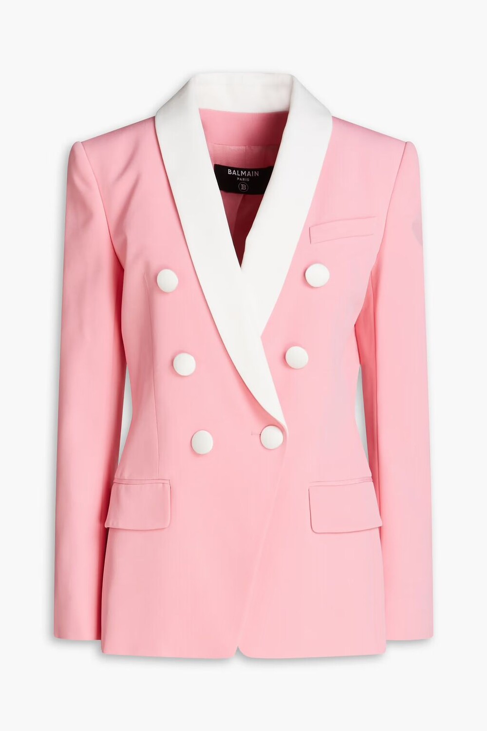 

Двубортный двухцветный пиджак из крепа Balmain, цвет Bubblegum