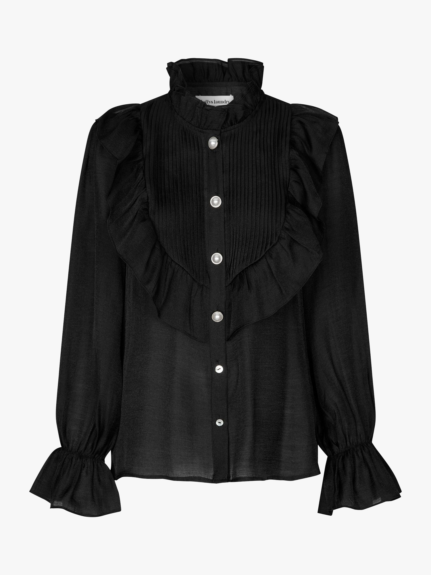 Блуза с высоким воротником и планкой Springs с рюшами Lollys Laundry, черный