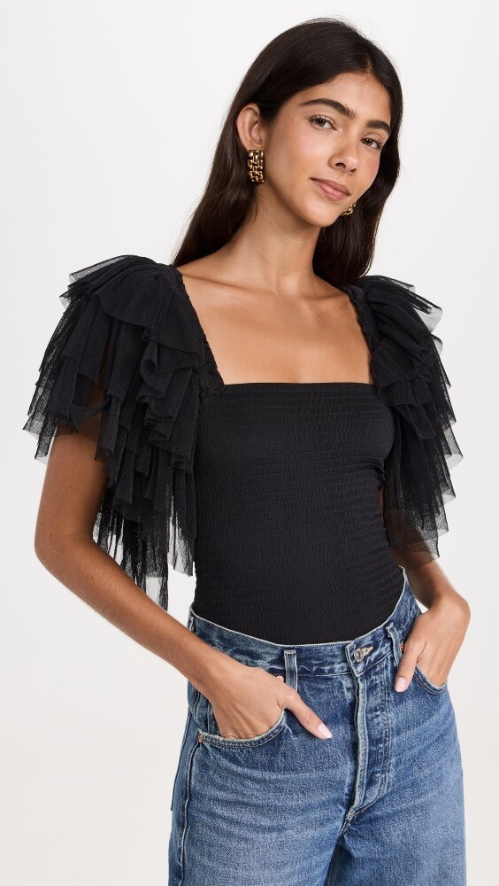 

Боди Free People Kill The Lights Thong, черный