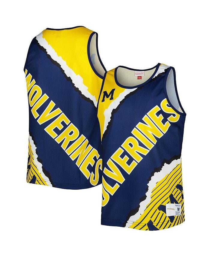 

Мужская майка темно-синего цвета, Maize Michigan Wolverines Jumbotron 2.0, сублимированная Mitchell & Ness, синий