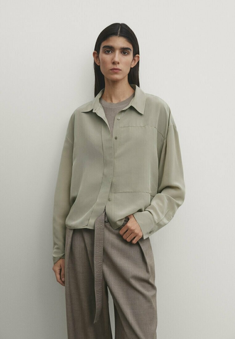 

Блуза на пуговицах Massimo Dutti, бежевый