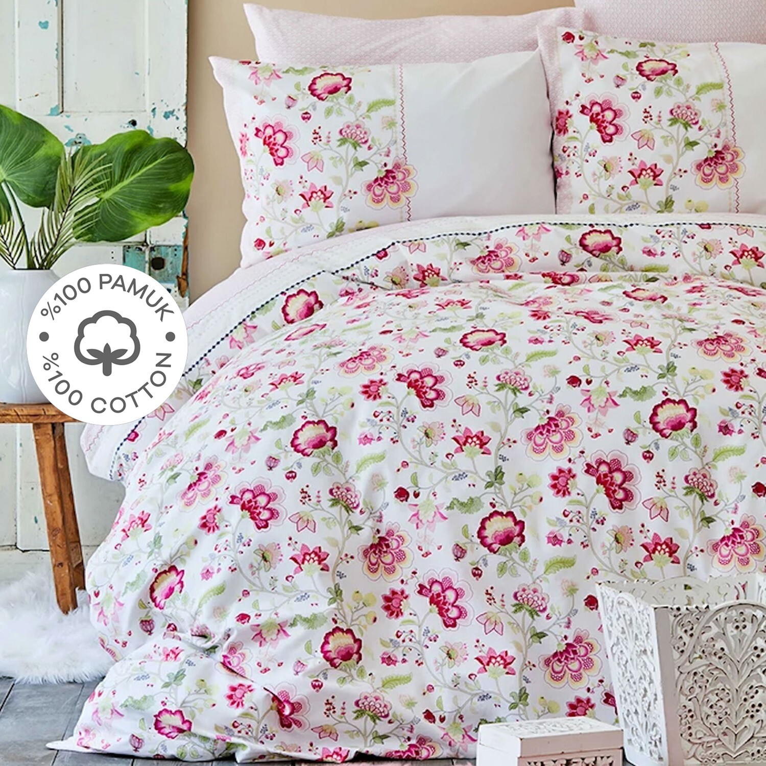 

Karaca Home April Fusya Комплект постельного белья из 100 % хлопка