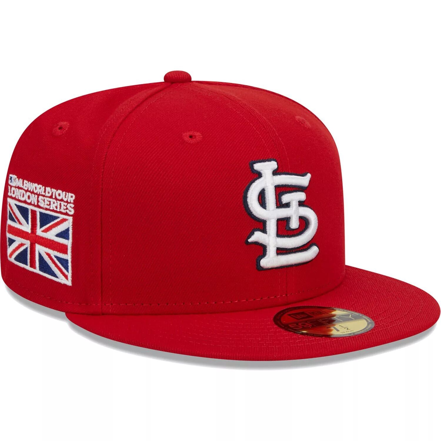

Мужская облегающая шляпа с флагом New Era Red St. Louis Cardinals 2023 MLB World Tour: London Series 59FIFTY