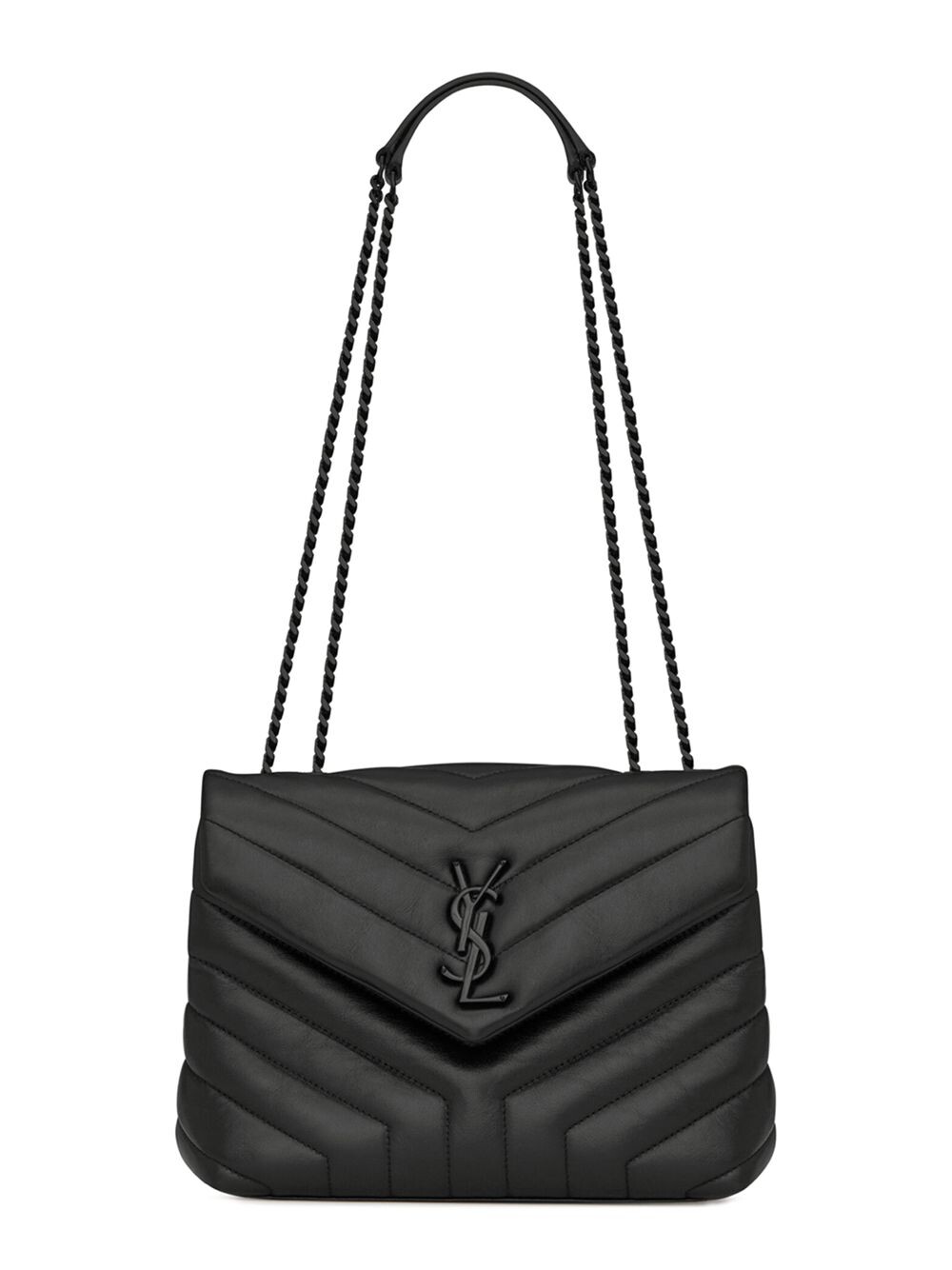 

Маленькая кожаная сумка через плечо Loulou Matelass Saint Laurent, черный