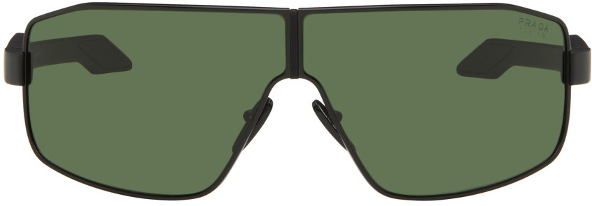 

Черные солнцезащитные очки с щитком Prada Eyewear