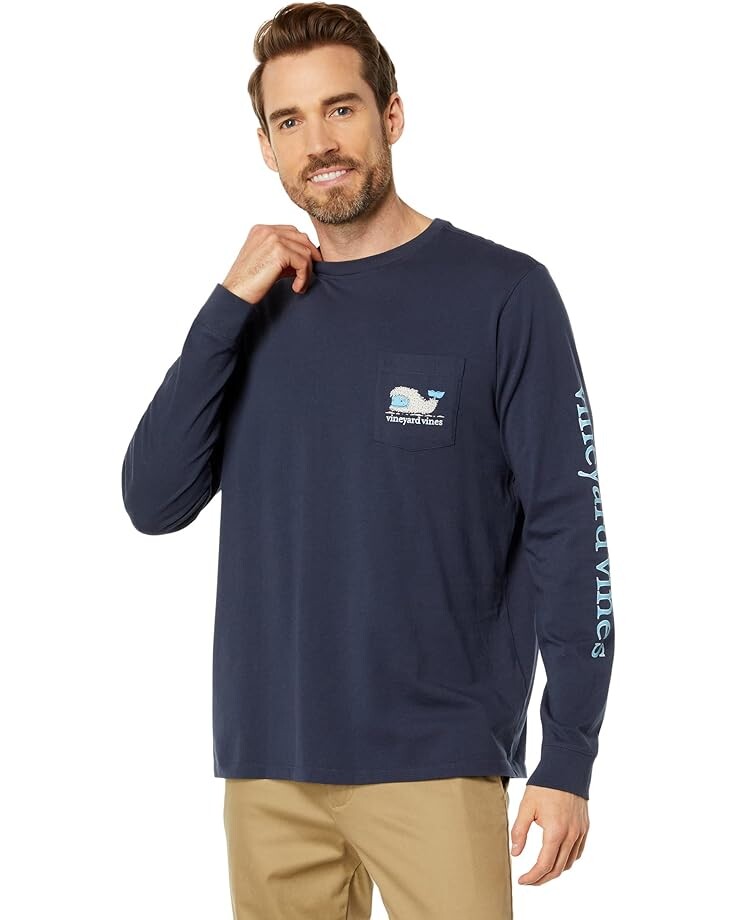 

Футболка Vineyard Vines Yeti Whale Long Sleeve Pocket Tee, цвет Blue Blazer