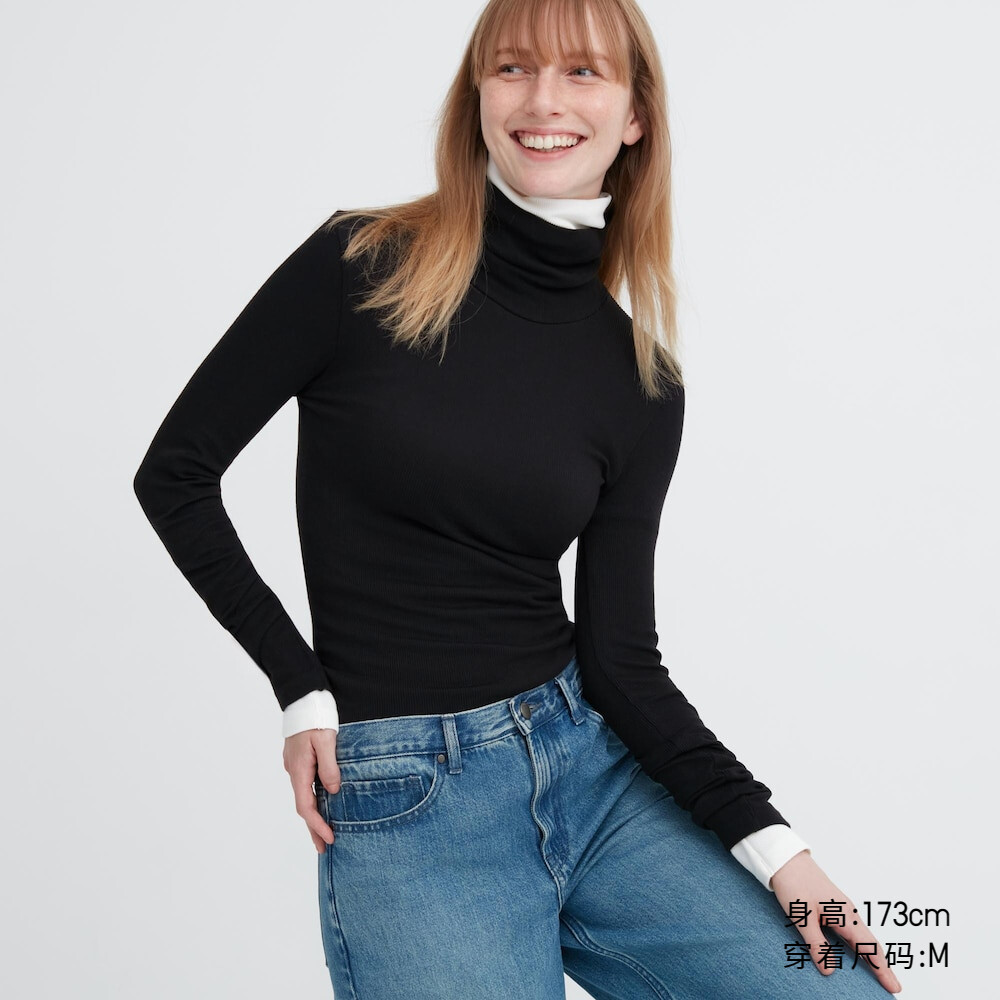 

Женская футболка Uniqlo HEATTECH в рубчик, черный
