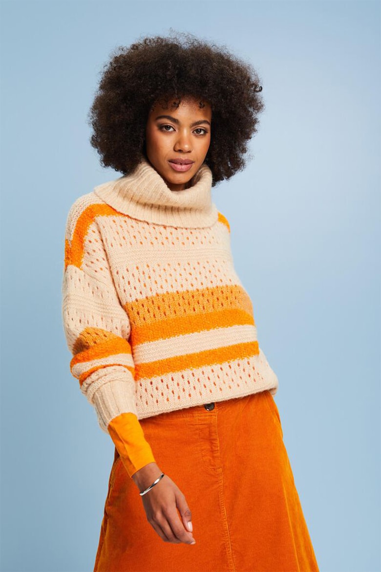 Полосатый свитер с шерстью Esprit, оранжевый