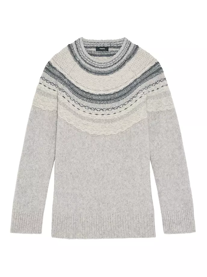 

Свитер с круглым вырезом в стиле Fair Isle из смесовой шерсти Theory, серый