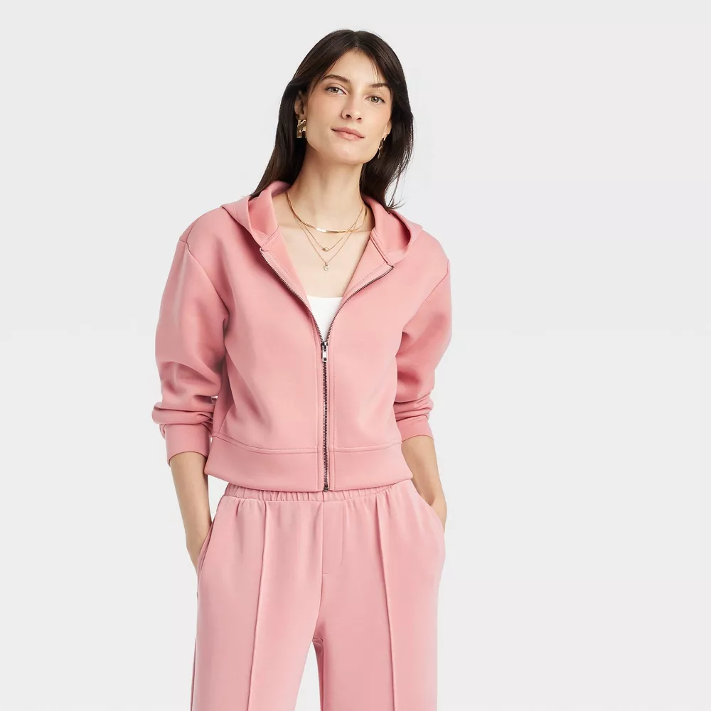 

Женская толстовка с капюшоном на молнии с двойным трикотажем - A New Day, цвет Light Pink