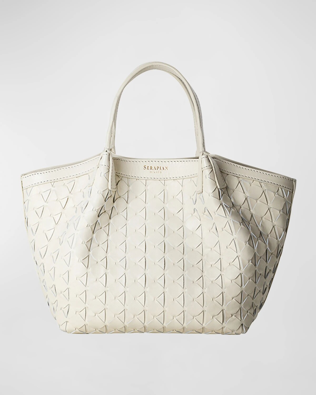 

Кожаная сумка Mini Secret Mosaic с ручкой сверху Serapian, цвет Off White