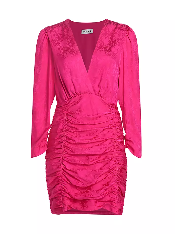 

Атласное мини-платье с принтом Golden Rose Rixo, цвет rennie rose jacquard pink