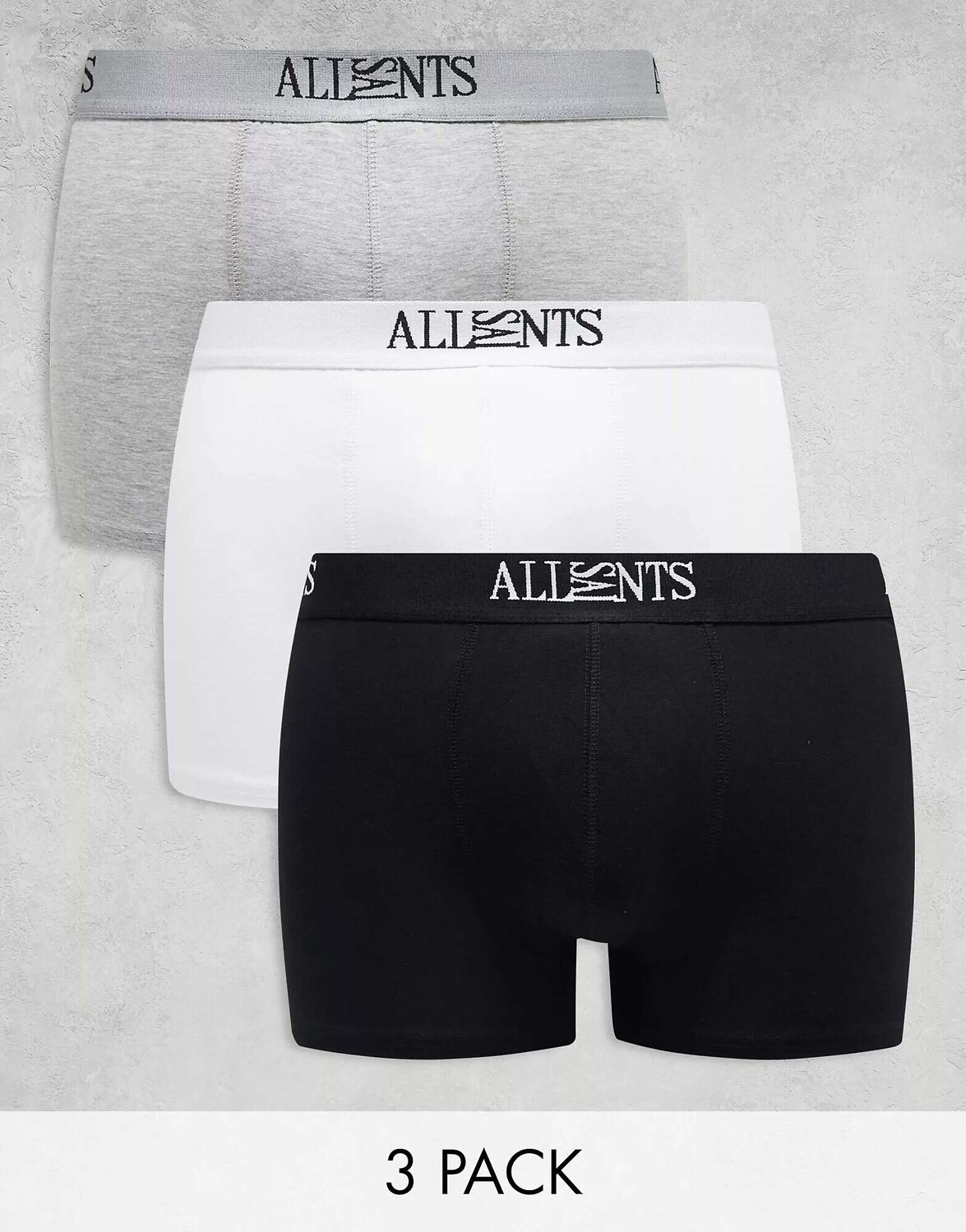 

Три пары боксеров AllSaints белого/серого/черного цвета