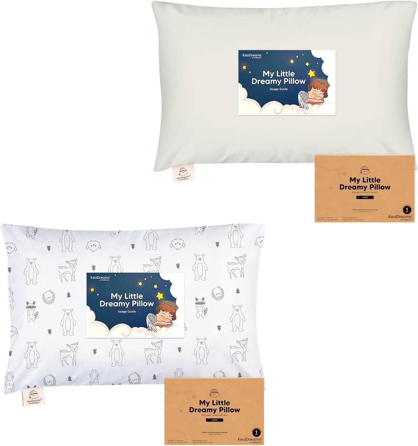 

Kea Подушка для малышей с наволочкой, Jumbo 14X20 — мягкие подушки для сна из органического хлопка, можно стирать в машине, идеально подходит для путешествий, комплект постельного белья для малышей KeaBabies