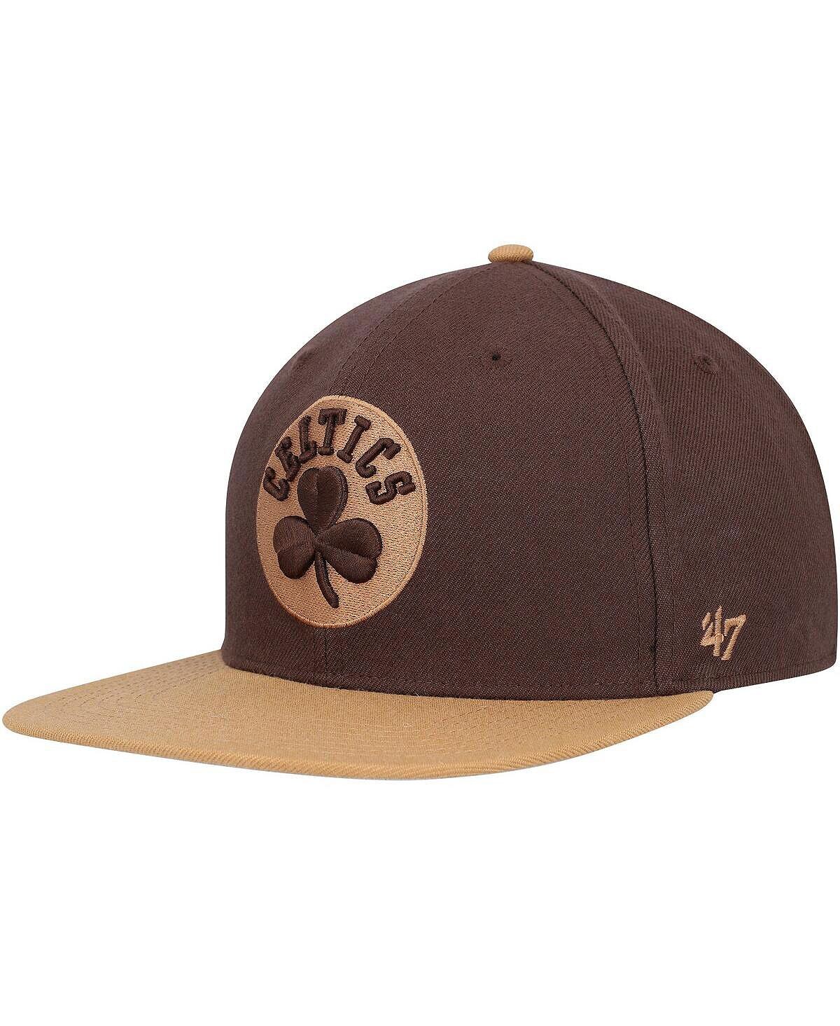

Мужская коричнево-коричневая двухцветная кепка Boston Celtics No Shot Captain Snapback '47 Brand