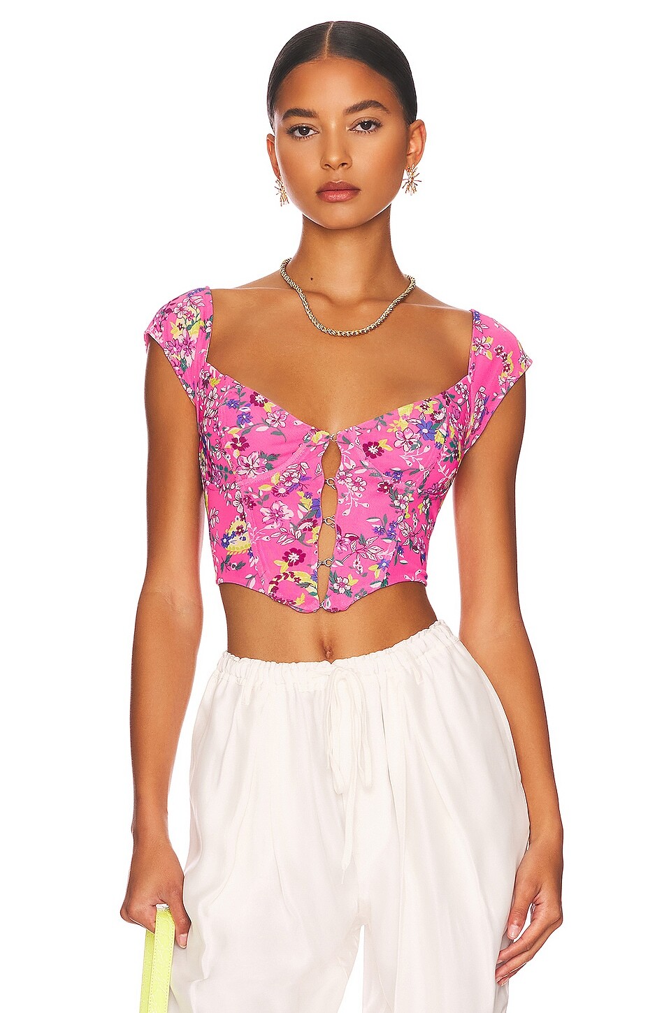 Топ AFRM Myla Corset Crop, цвет Pink Paisley