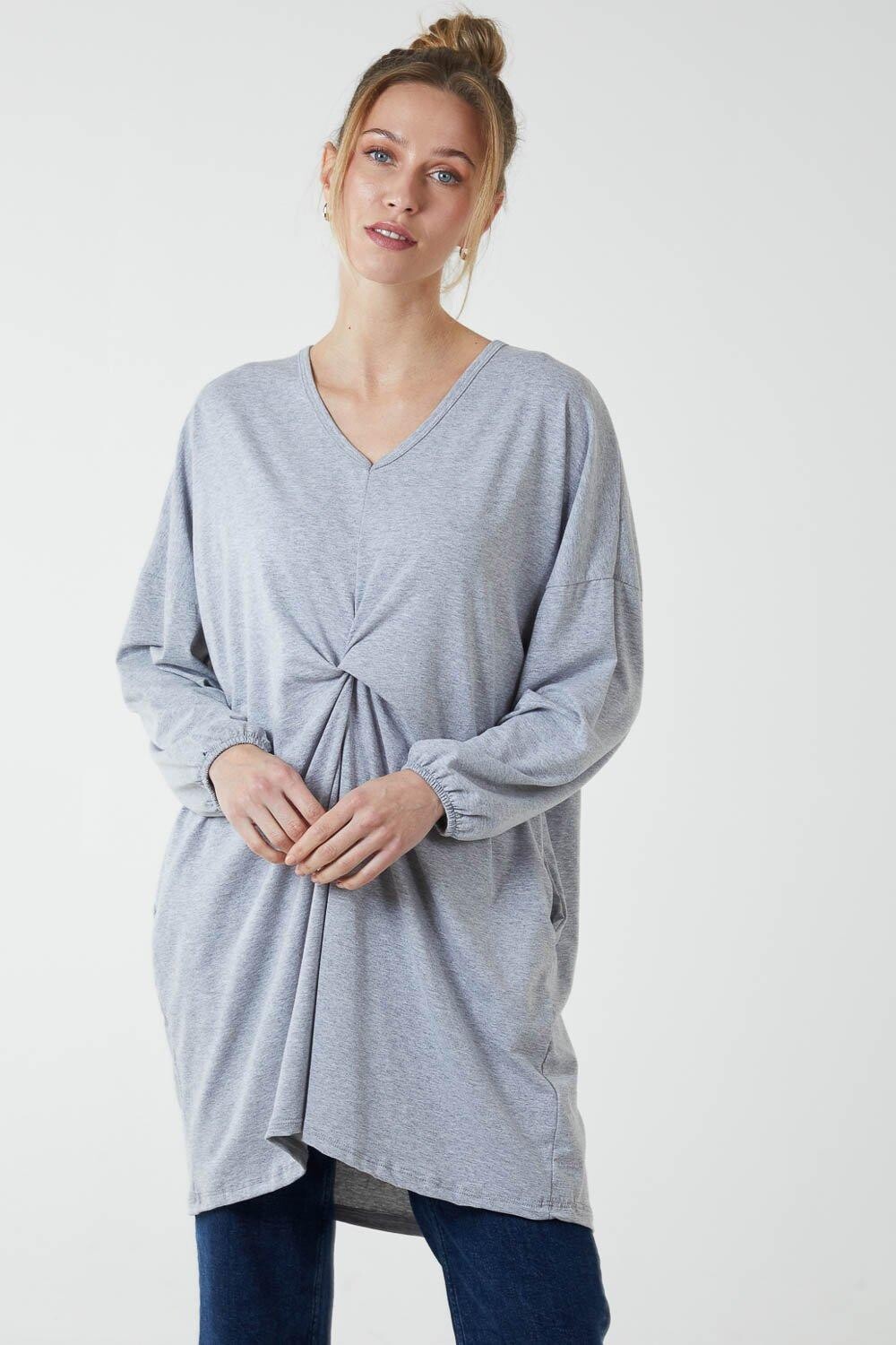 

Хлопковая туника с поворотным передом и боковым карманом Blue Vanilla, серый