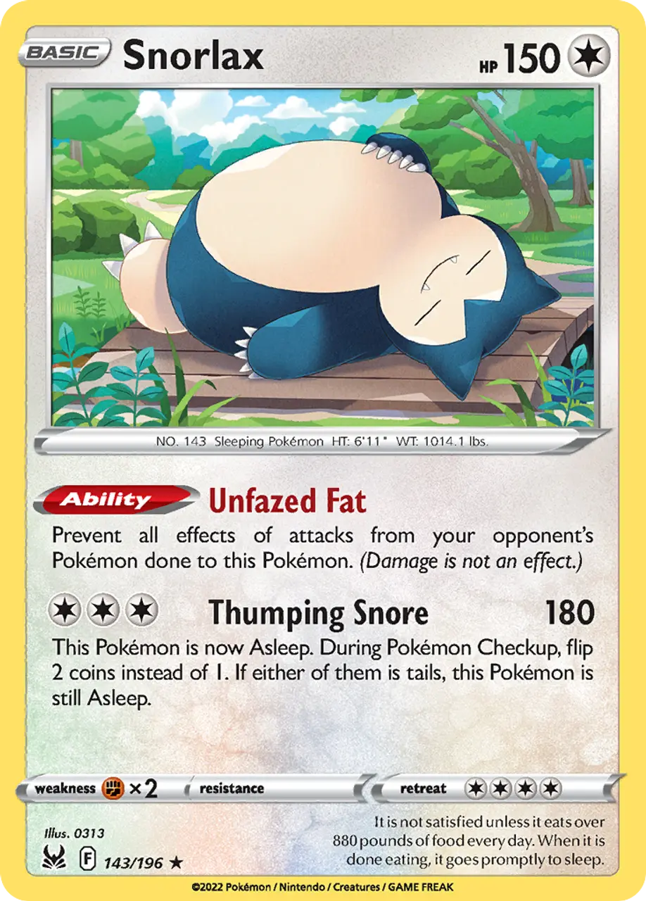 

Карточная игра Snorlax 143/196 - Lost Origin Reverse Holofoil
