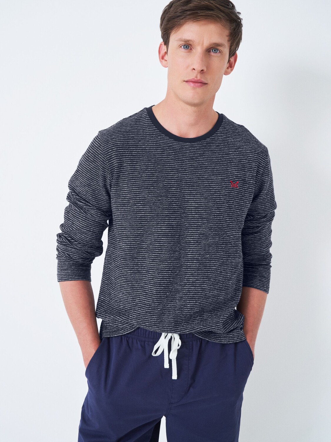 

Crew Clothing Walsall Футболка в полоску с длинными рукавами, темно-синий