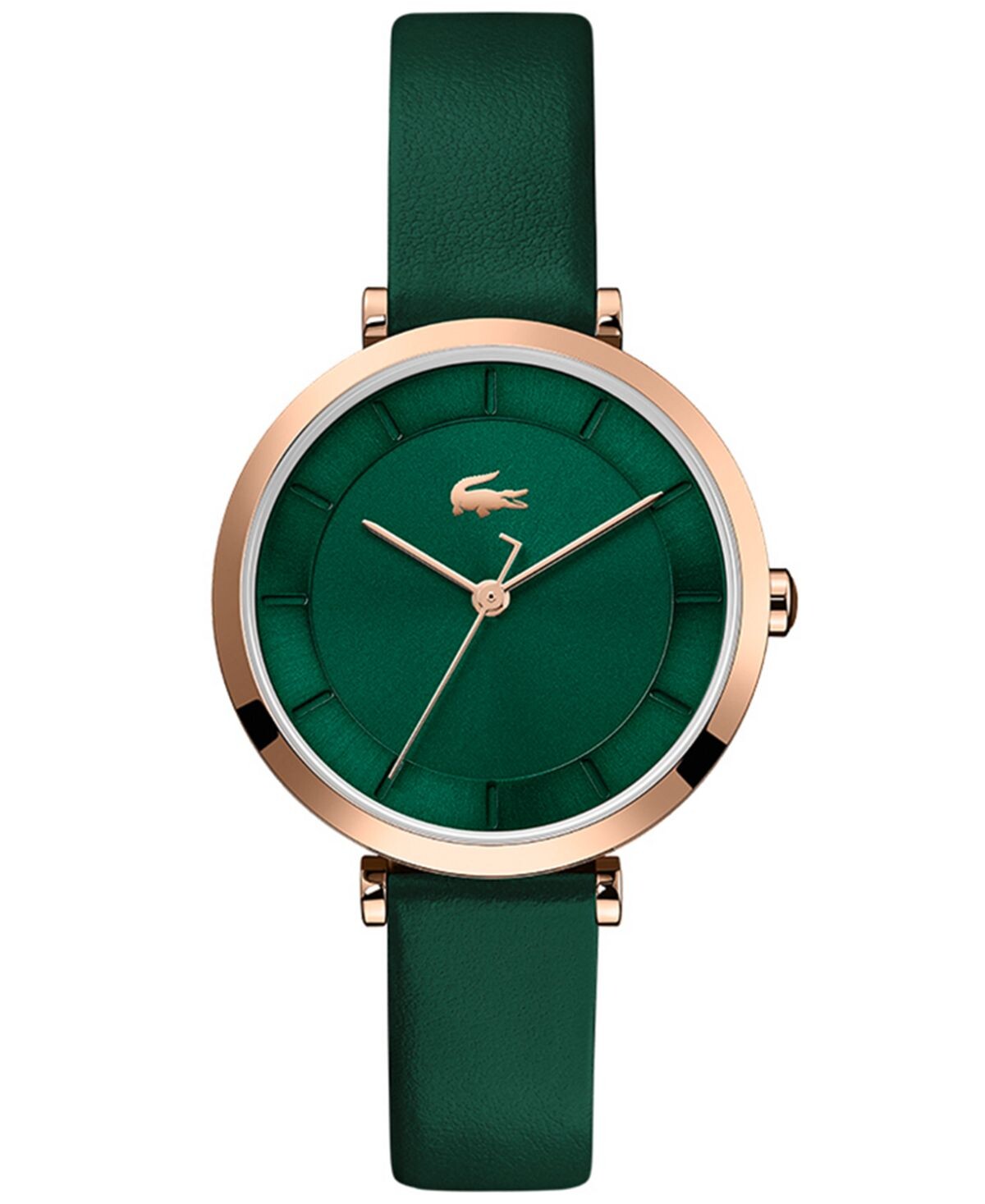 

Женские часы Женева с зеленым кожаным ремешком, 32 мм Lacoste, зеленый