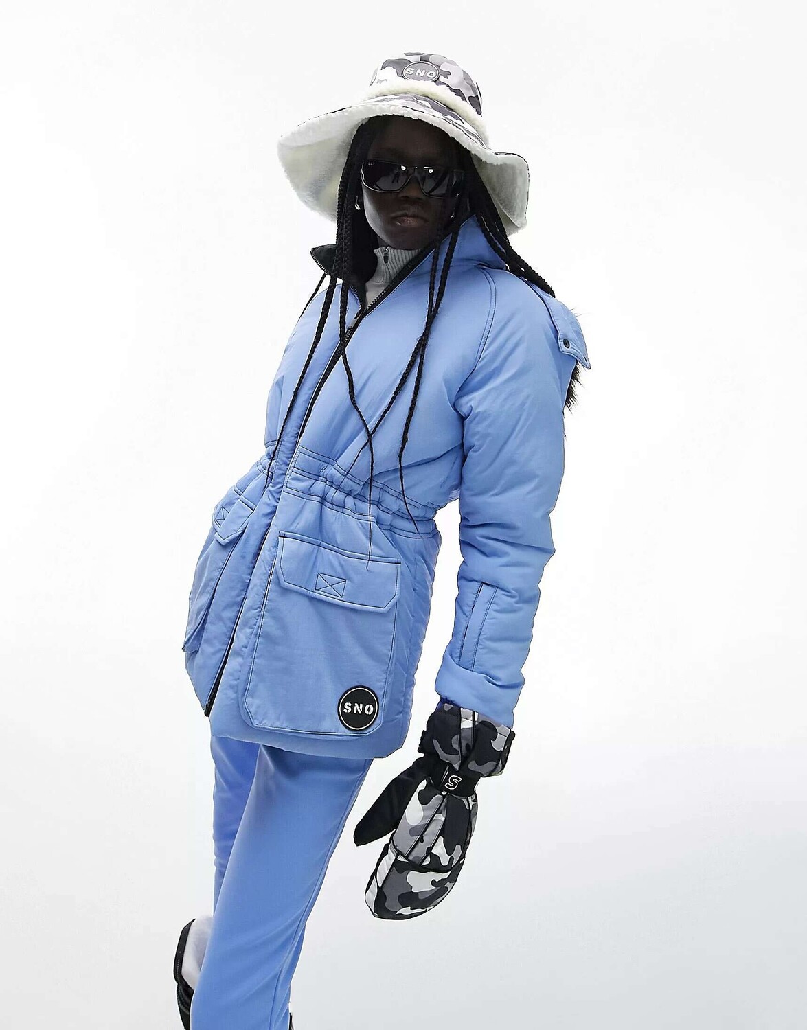 

Синяя лыжная парка с меховым капюшоном Topshop Sno, Синий