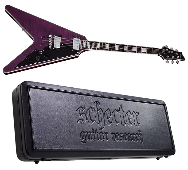 Электрогитара Schecter V-1 Custom Trans Purple Electric Guitar + Hard Case V1