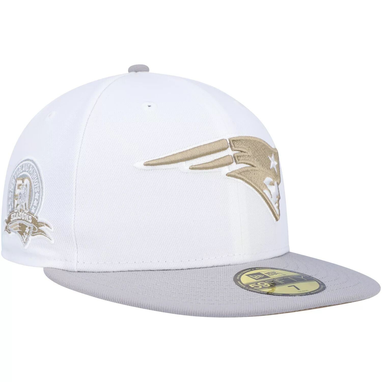 

Мужская кепка New Era белого/серого цвета New England Patriots 50th Anniversary Gold Undervisor 59FIFTY