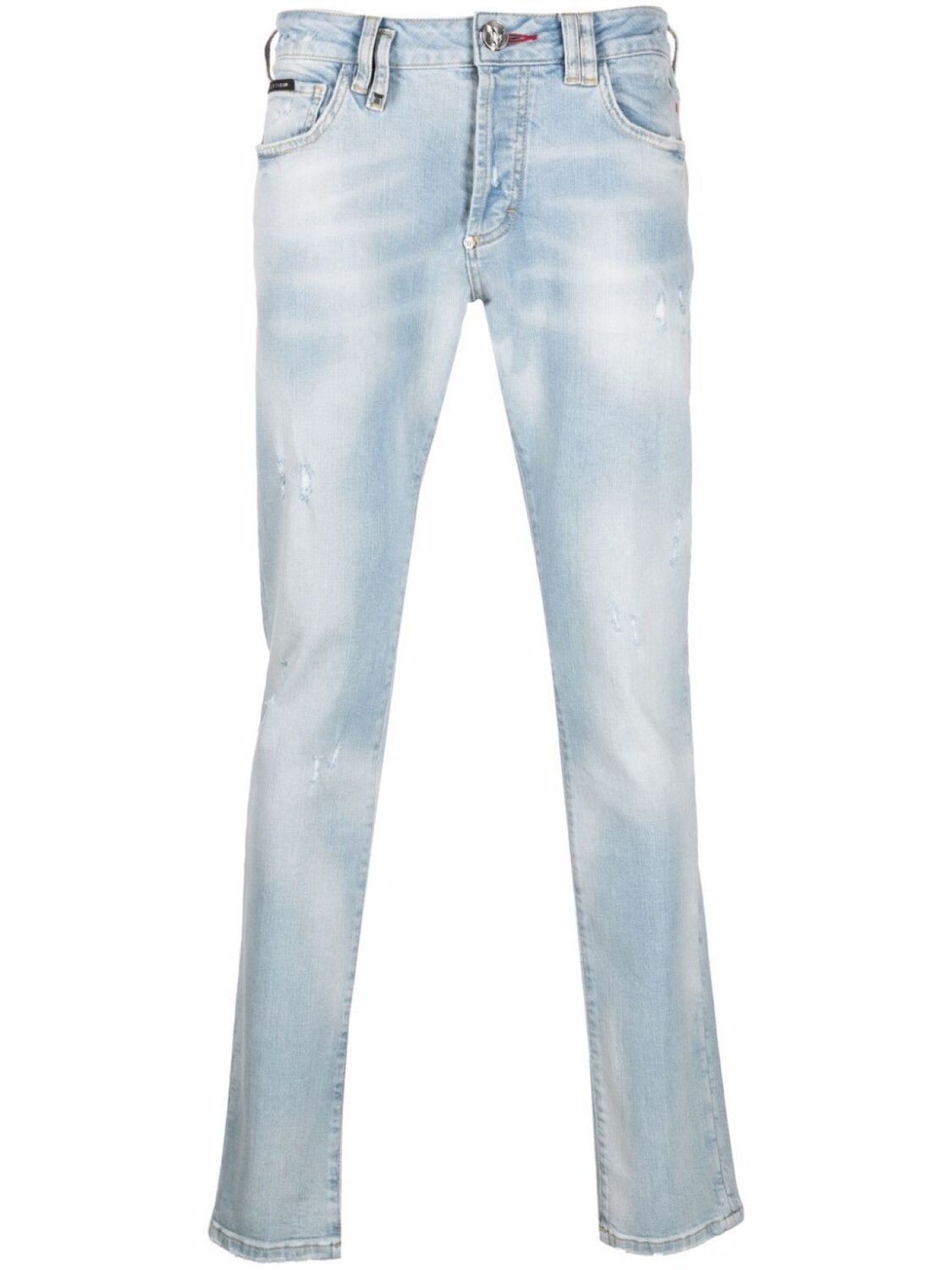 

Philipp Plein джинсы Super Straight с эффектом потертости, синий