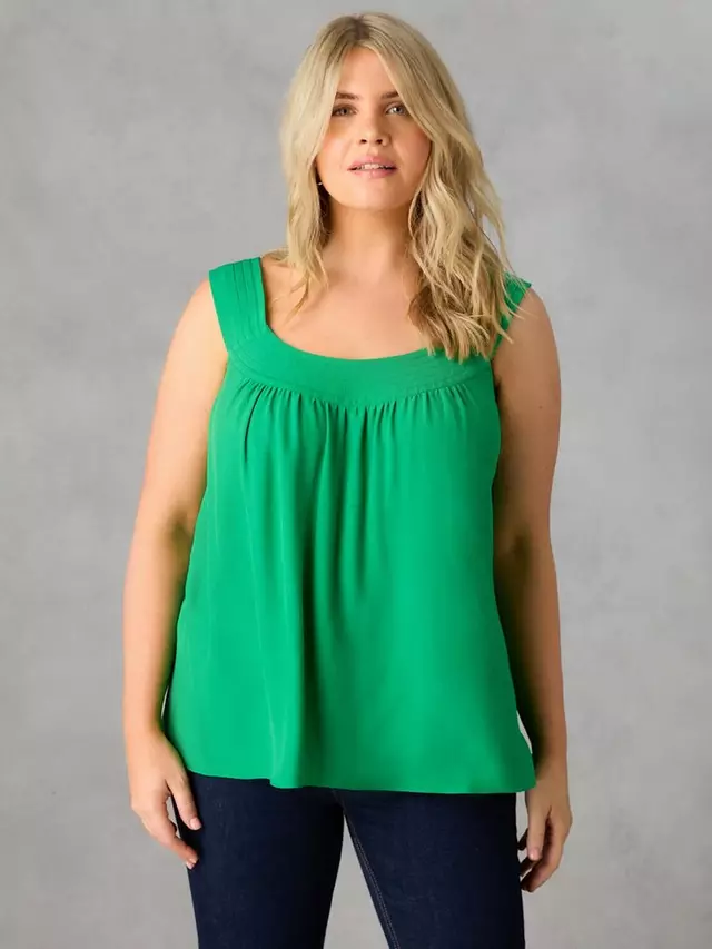 

Блуза Live Unlimited Curve Relaxed Fit Pleat Neck Sleeveless, зеленый