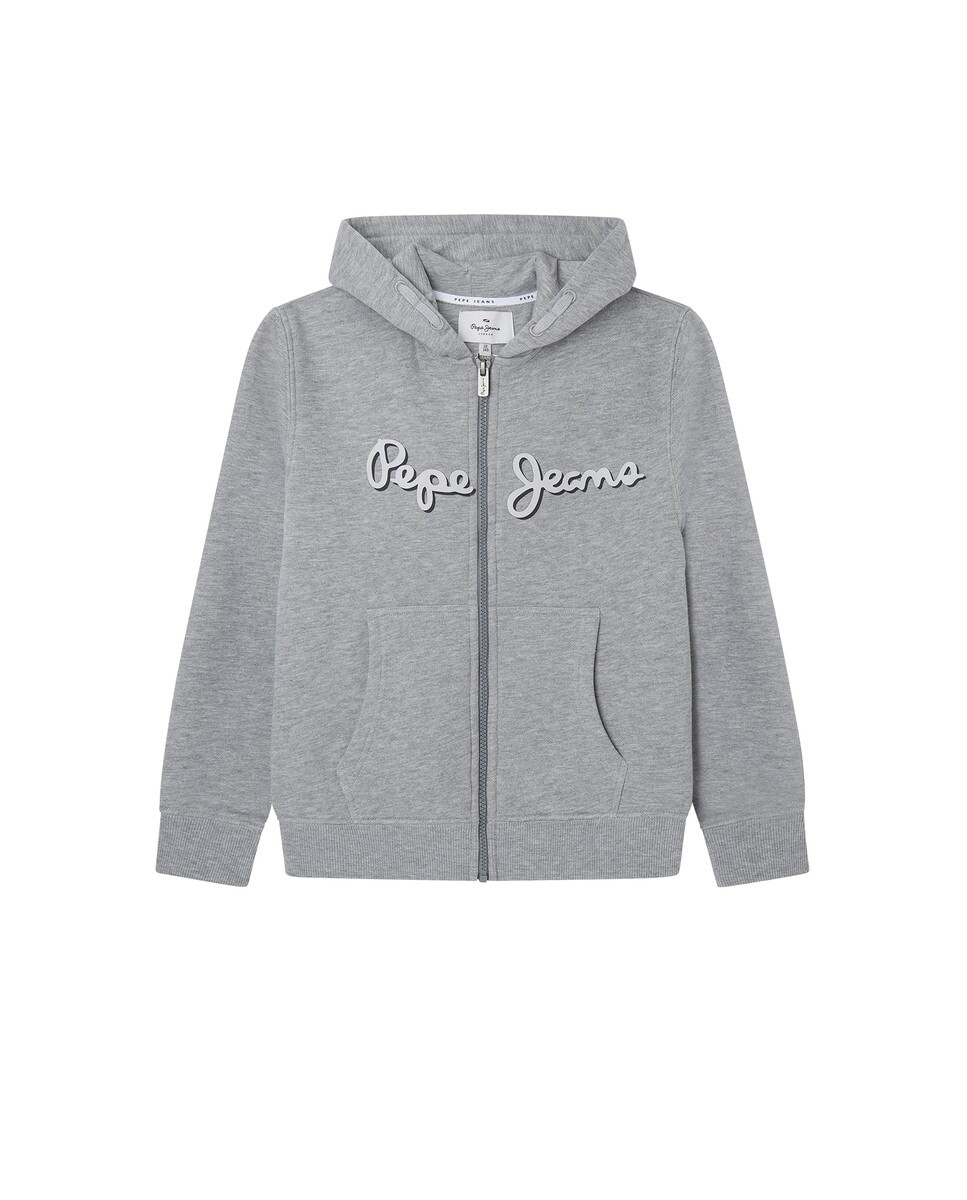 

Толстовка для мальчика с застежкой-молнией и 3D-логотипом. Pepe Jeans, серый