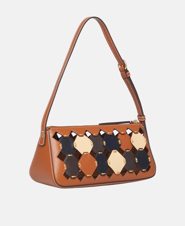 

Кожаная сумка-мессенджер Tory Burch, цвет Tan