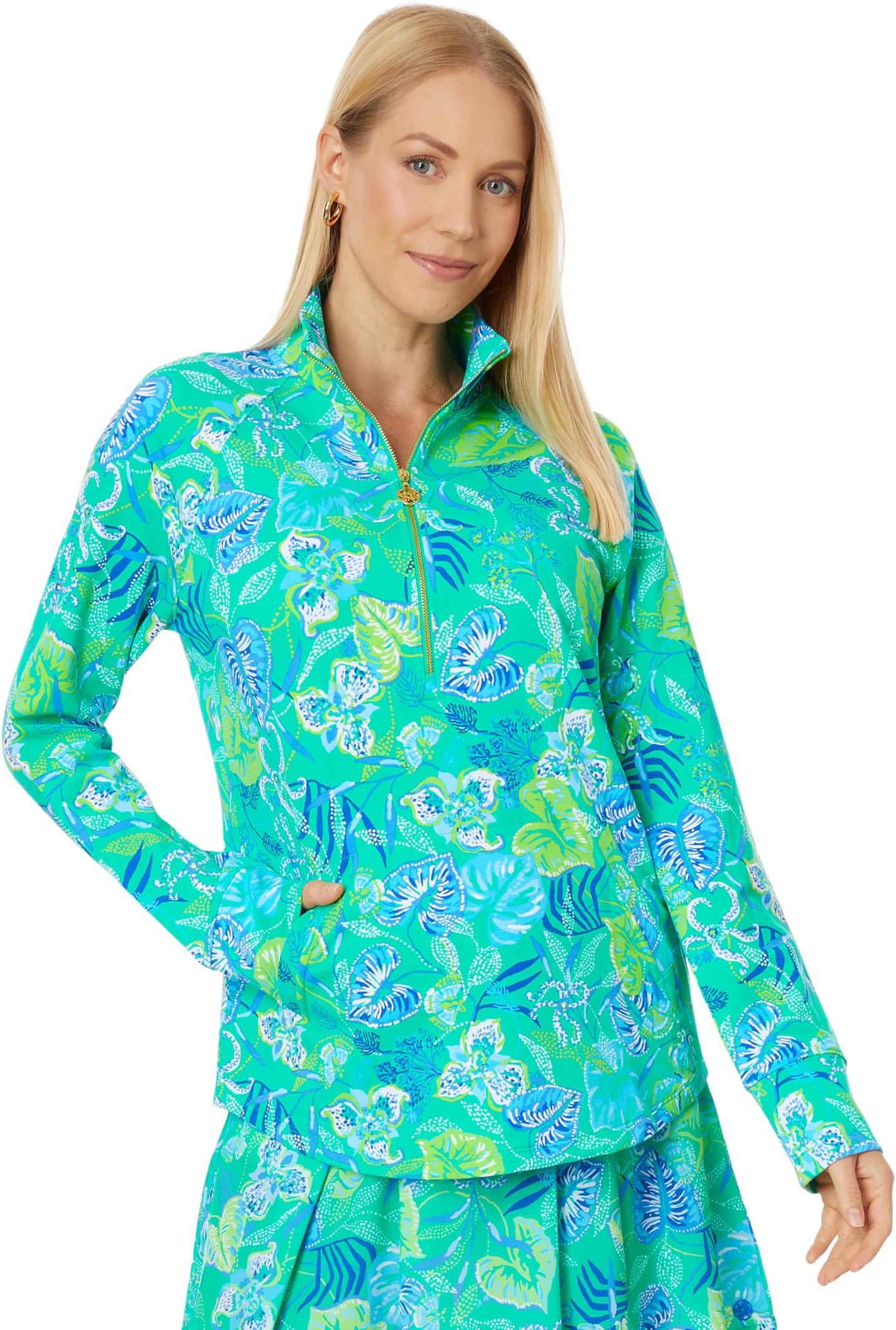 Куртка UPF 50+ Skipper Popover Lilly Pulitzer, цвет Botanical Green in A Flutter
