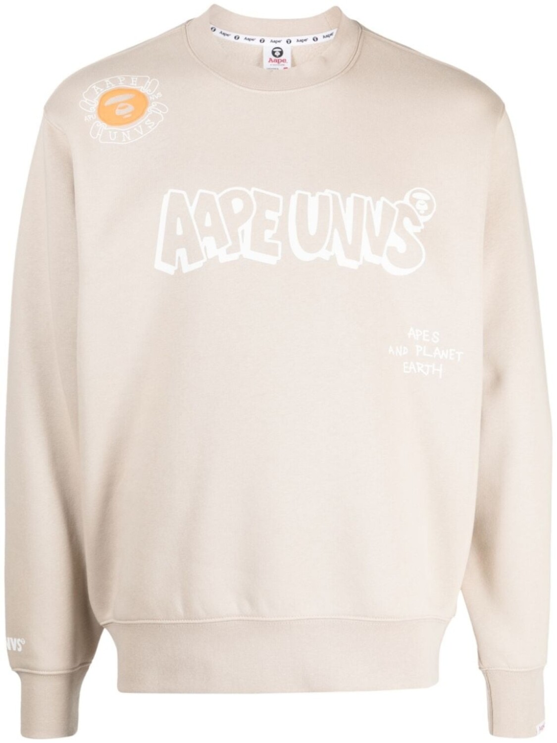 

Толстовка с круглым вырезом с логотипом AAPE BY *A BATHING APE, коричневый, Белый, Толстовка с круглым вырезом с логотипом AAPE BY *A BATHING APE, коричневый
