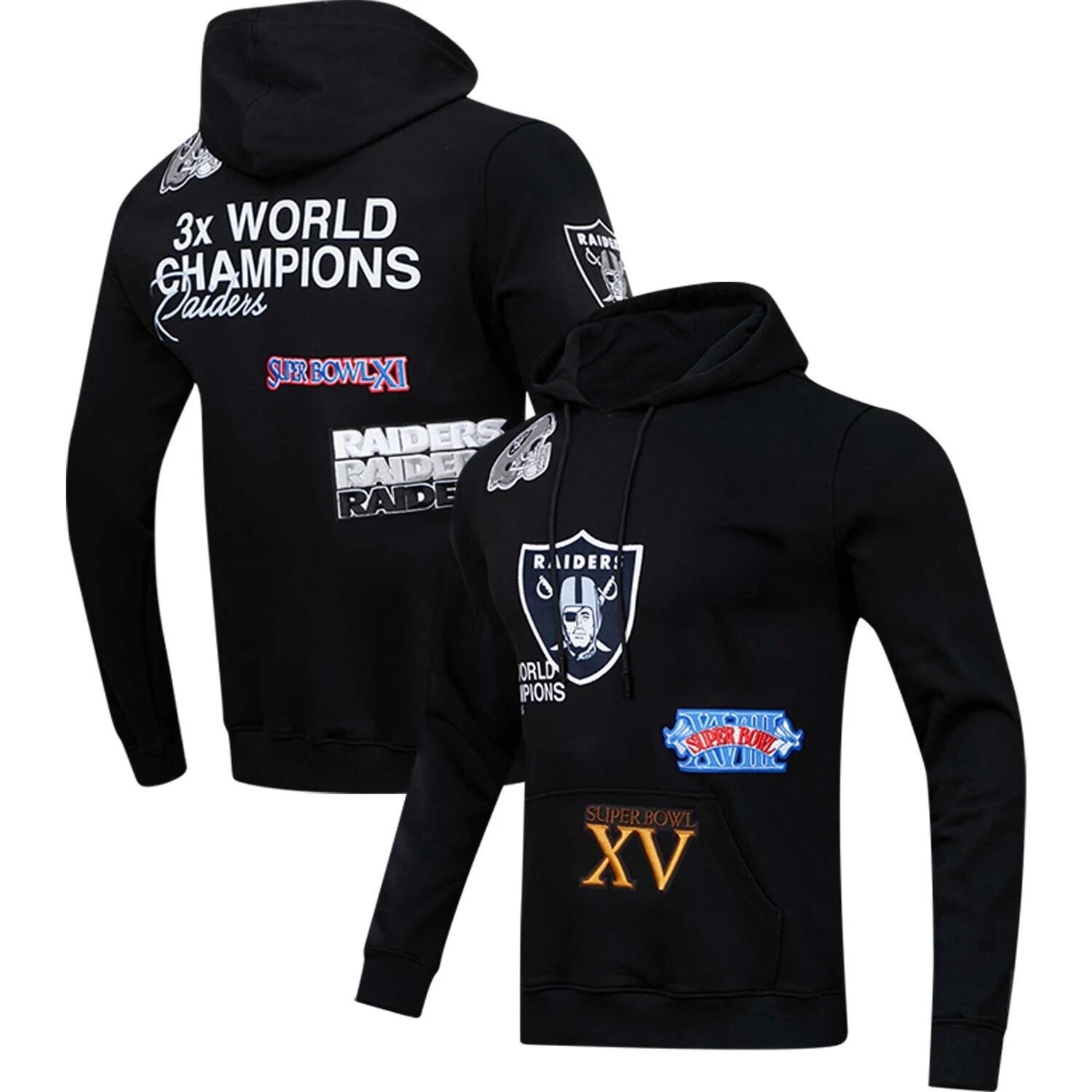 

Мужской пуловер с капюшоном Pro Standard черного цвета Las Vegas Raiders 3x Super Bowl Champions, Черный