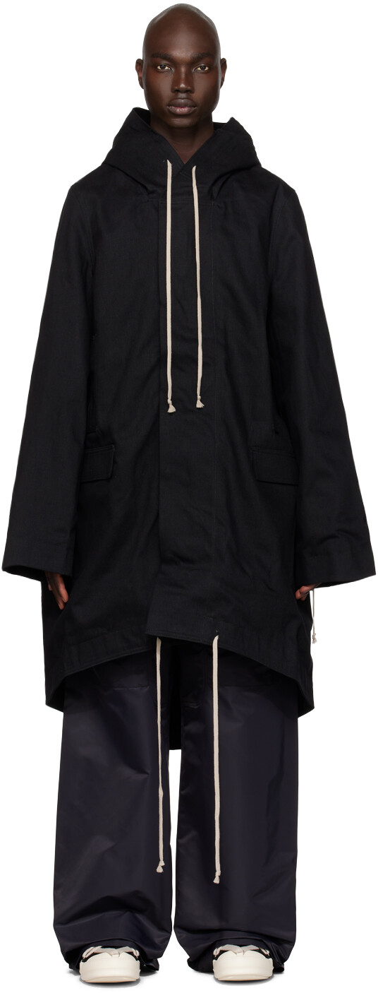 

Черное джинсовое пальто с капюшоном Rick Owens DRKSHDW, Черный, Черное джинсовое пальто с капюшоном Rick Owens DRKSHDW