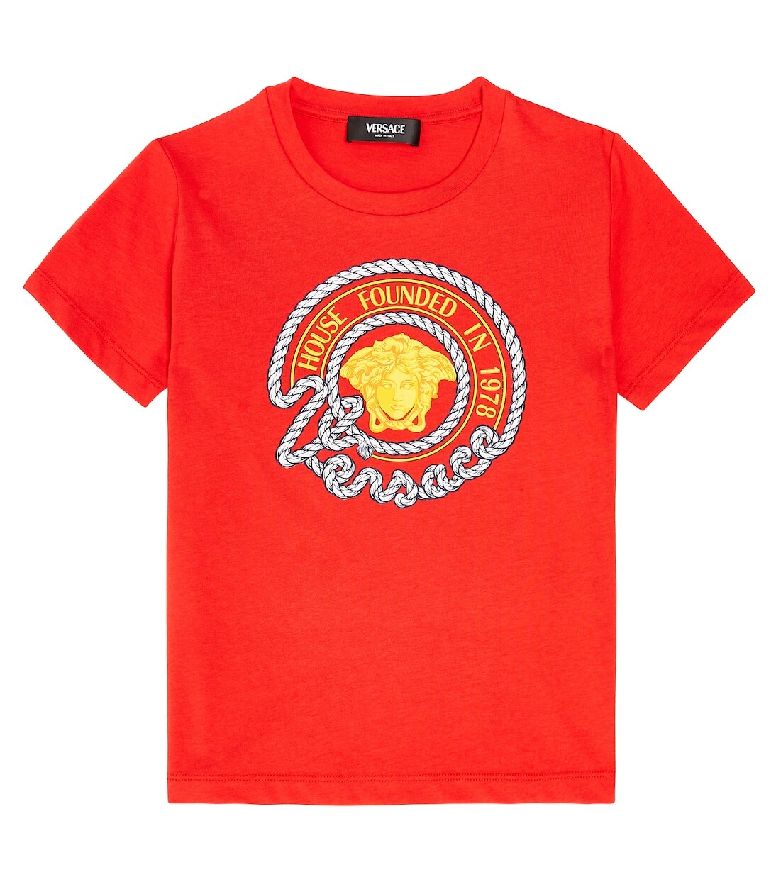

Футболка из хлопкового джерси с декором medusa Versace Kids, красный