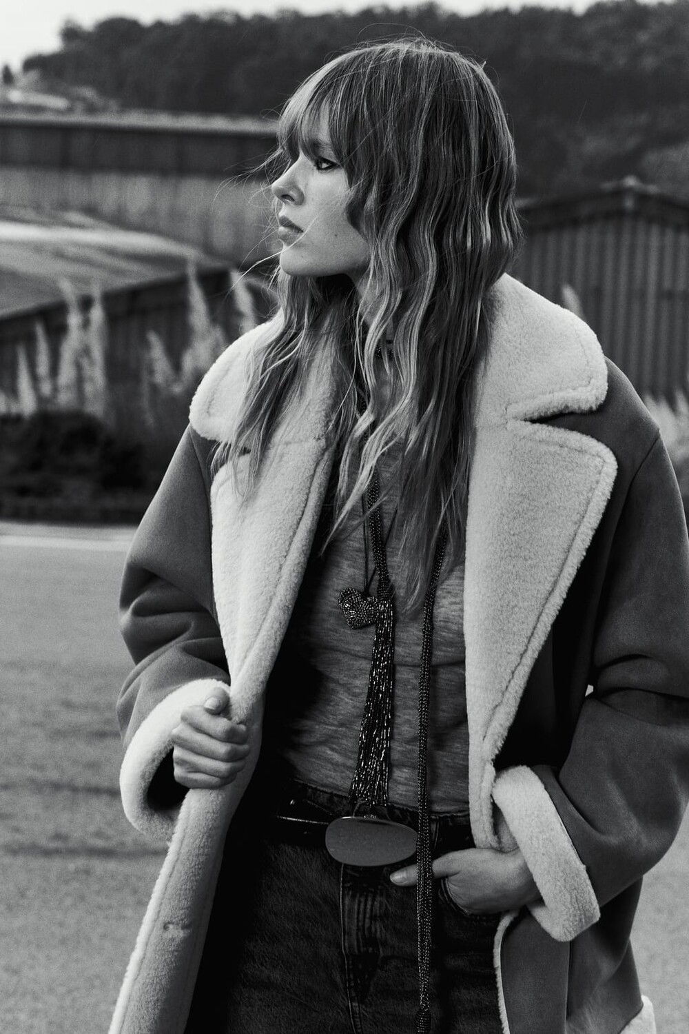 

Двустороннее пальто с накладными карманами ZARA, кэмел