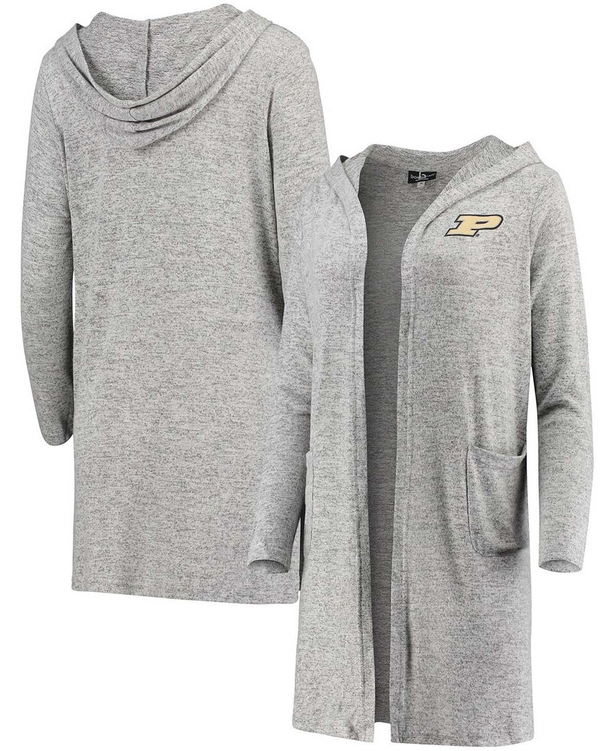 

Женский серый кардиган с капюшоном Purdue Boilermakers Cuddle Soft Duster Tri-Blend с принтом Boxercraft
